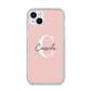 Personalised Pink Name and Initial iPhone 14 Plus Glitter Tough Case Starlight