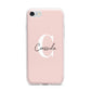 Personalised Pink Name and Initial iPhone 7 Bumper Case on Silver iPhone