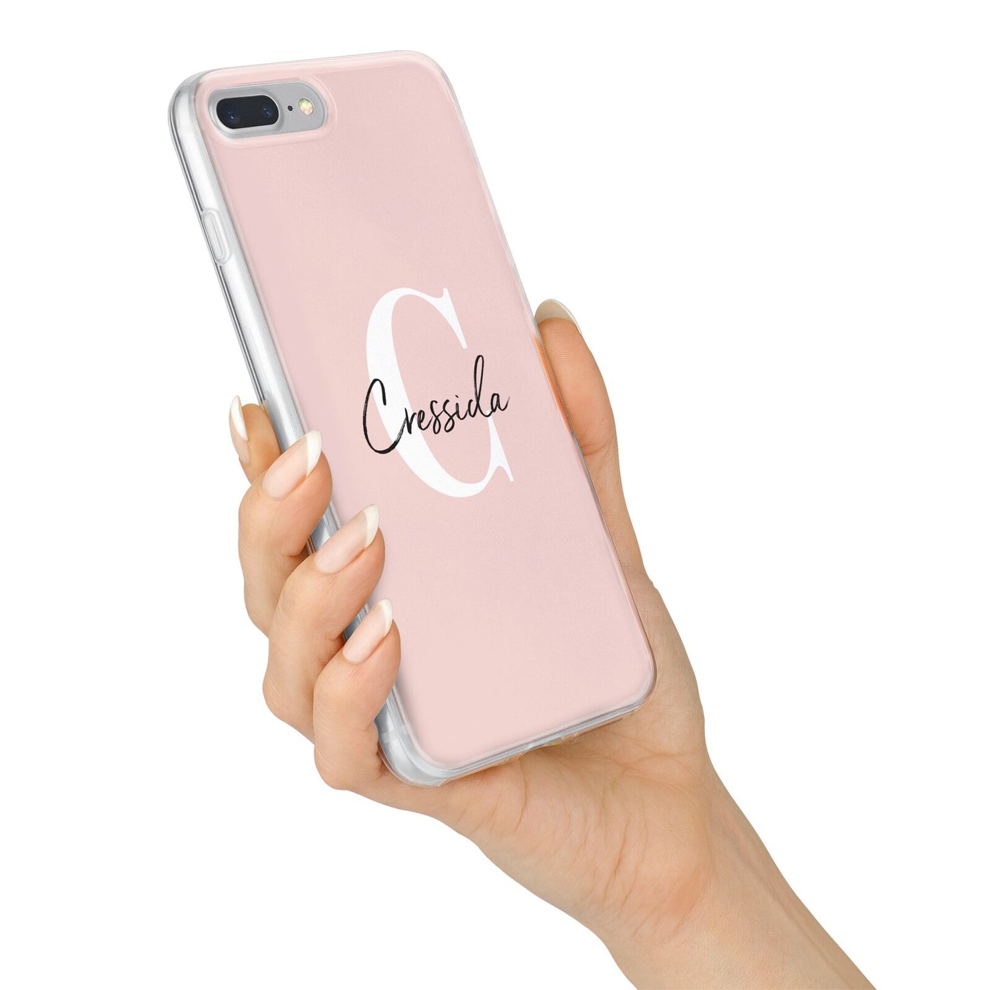 Personalised Pink Name and Initial iPhone 7 Plus Bumper Case on Silver iPhone Alternative Image