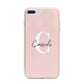 Personalised Pink Name and Initial iPhone 7 Plus Bumper Case on Silver iPhone