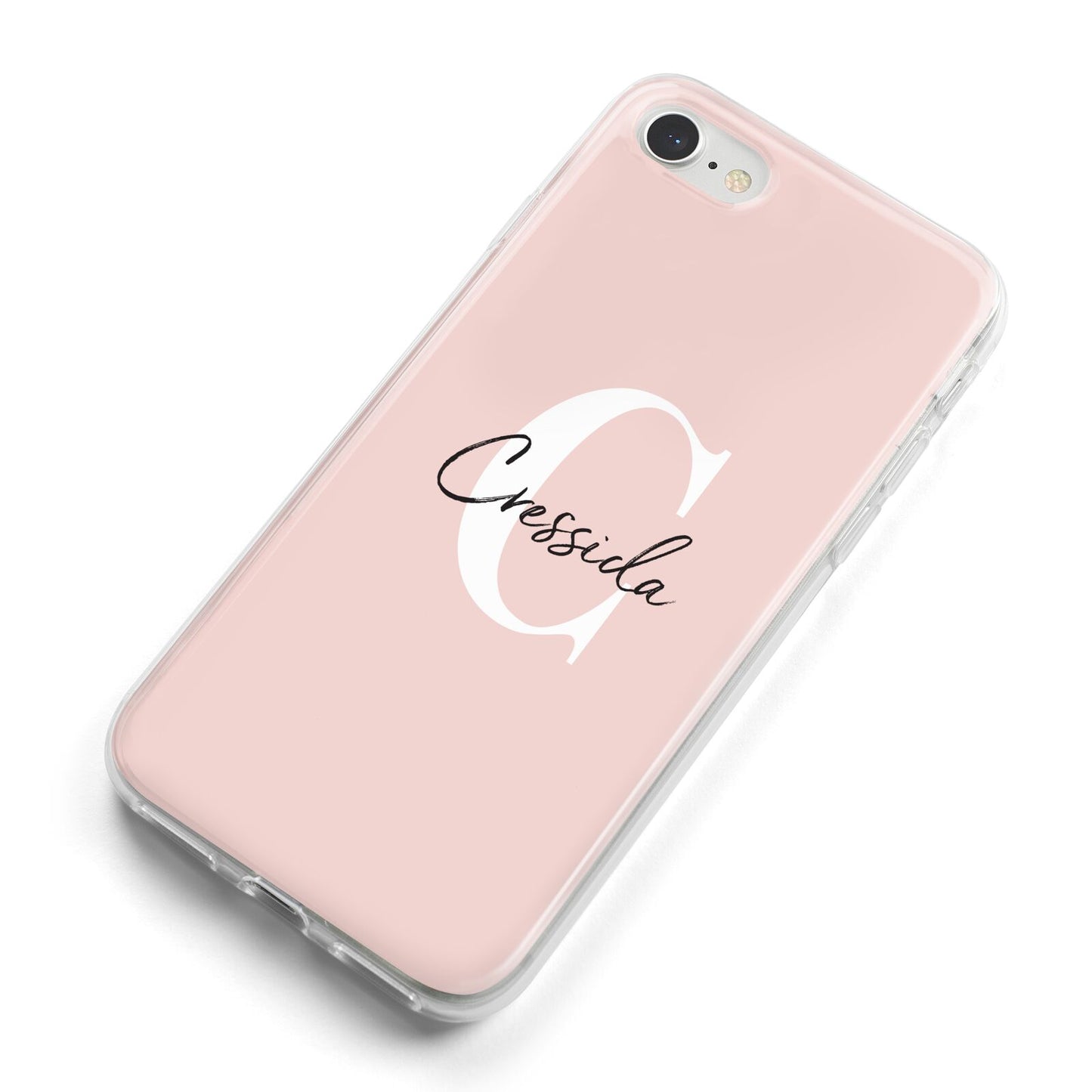 Personalised Pink Name and Initial iPhone 8 Bumper Case on Silver iPhone Alternative Image