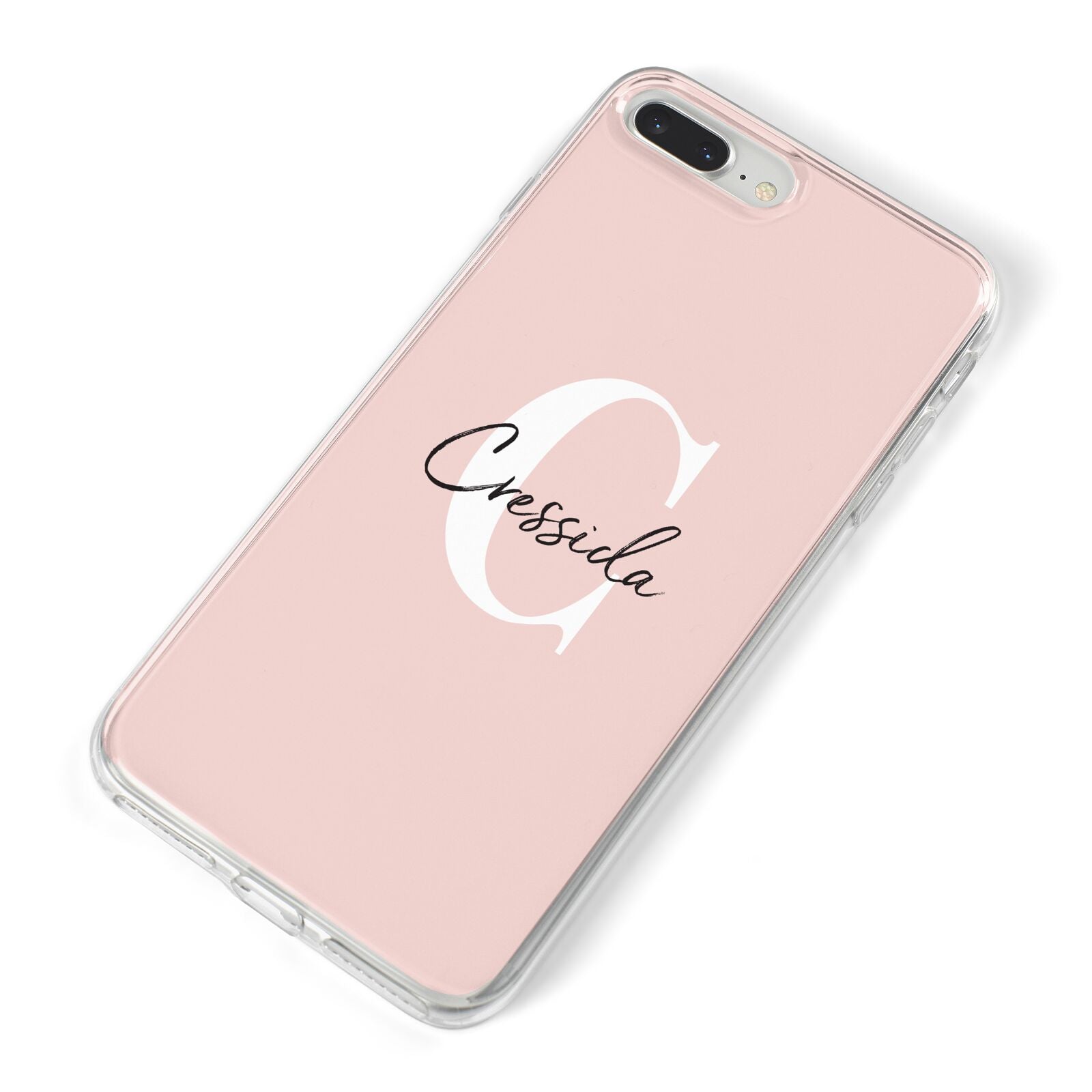 Personalised Pink Name and Initial iPhone 8 Plus Bumper Case on Silver iPhone Alternative Image