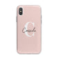 Personalised Pink Name and Initial iPhone X Bumper Case on Silver iPhone Alternative Image 1