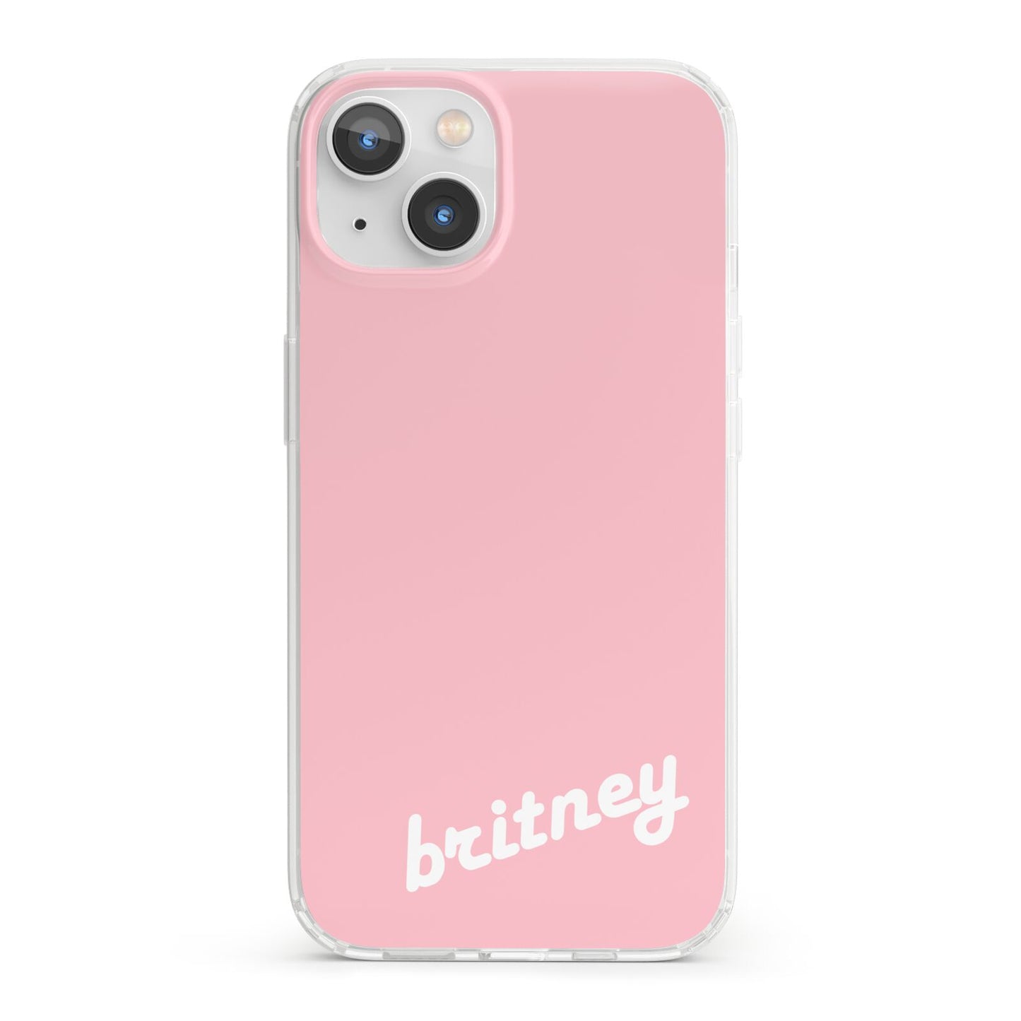 Personalised Pink Name iPhone 13 Clear Bumper Case