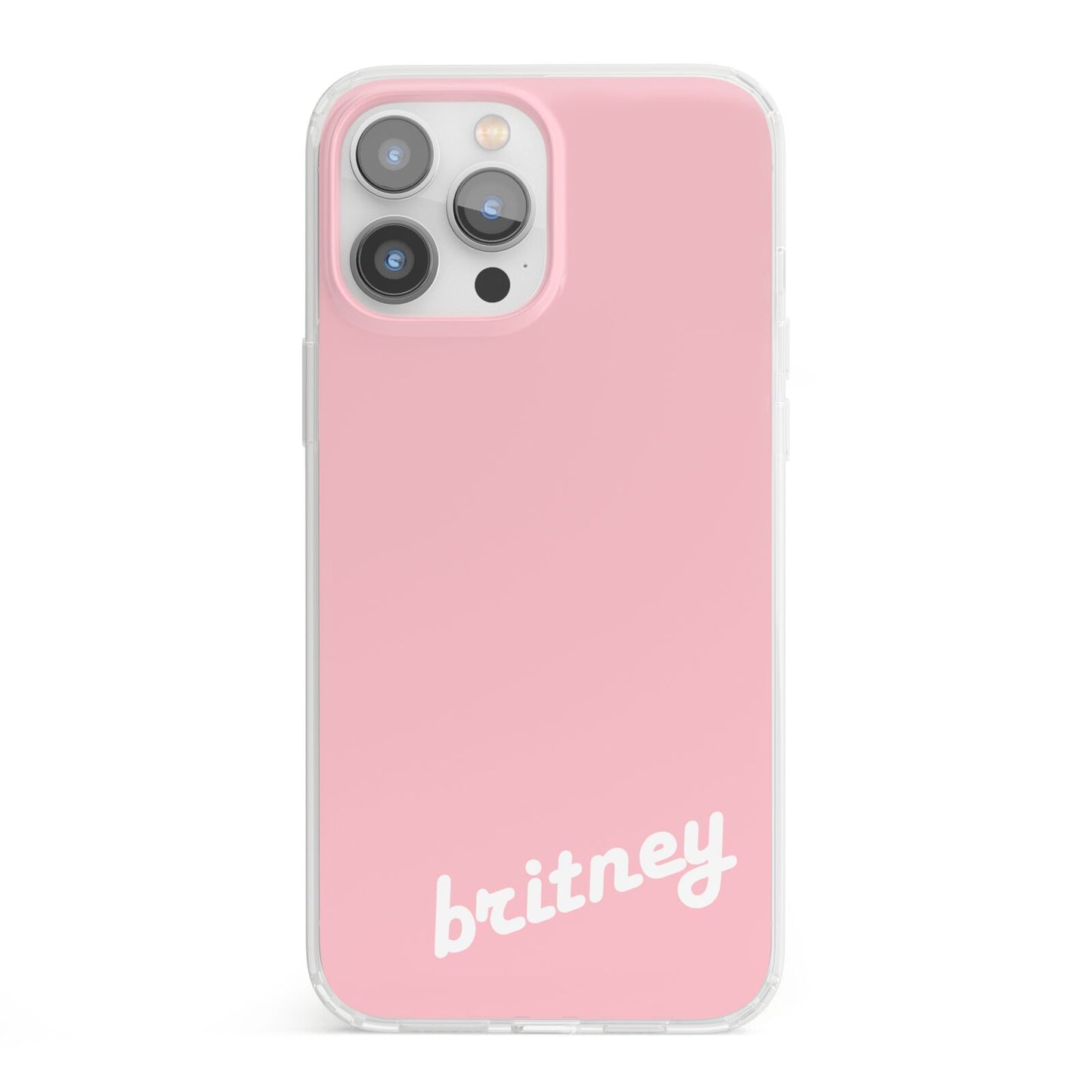 Personalised Pink Name iPhone 13 Pro Max Clear Bumper Case