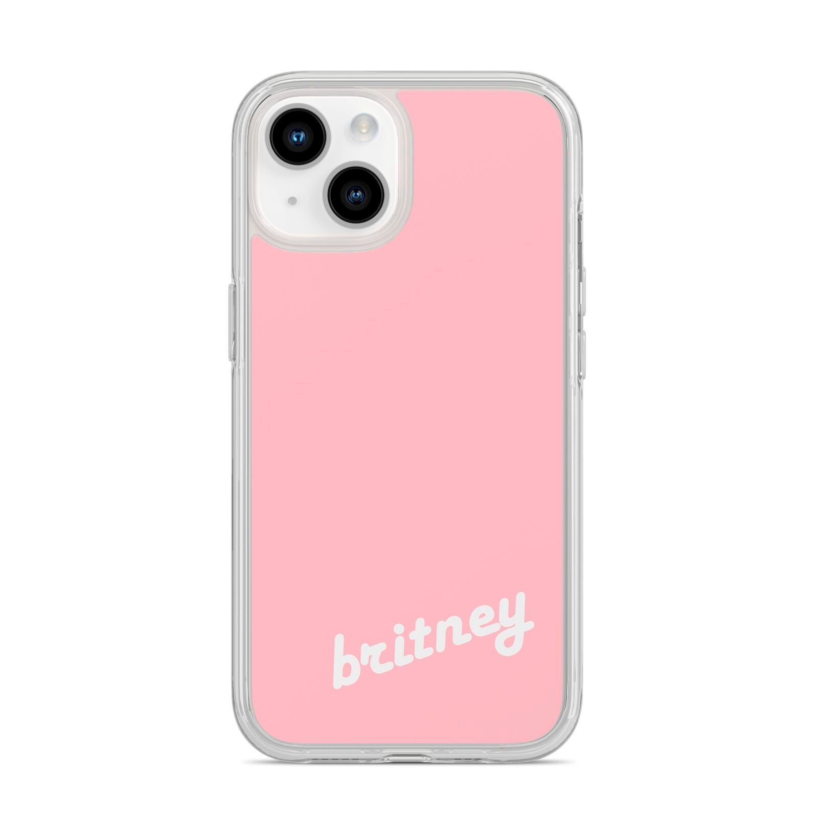 Personalised Pink Name iPhone 14 Clear Tough Case Starlight