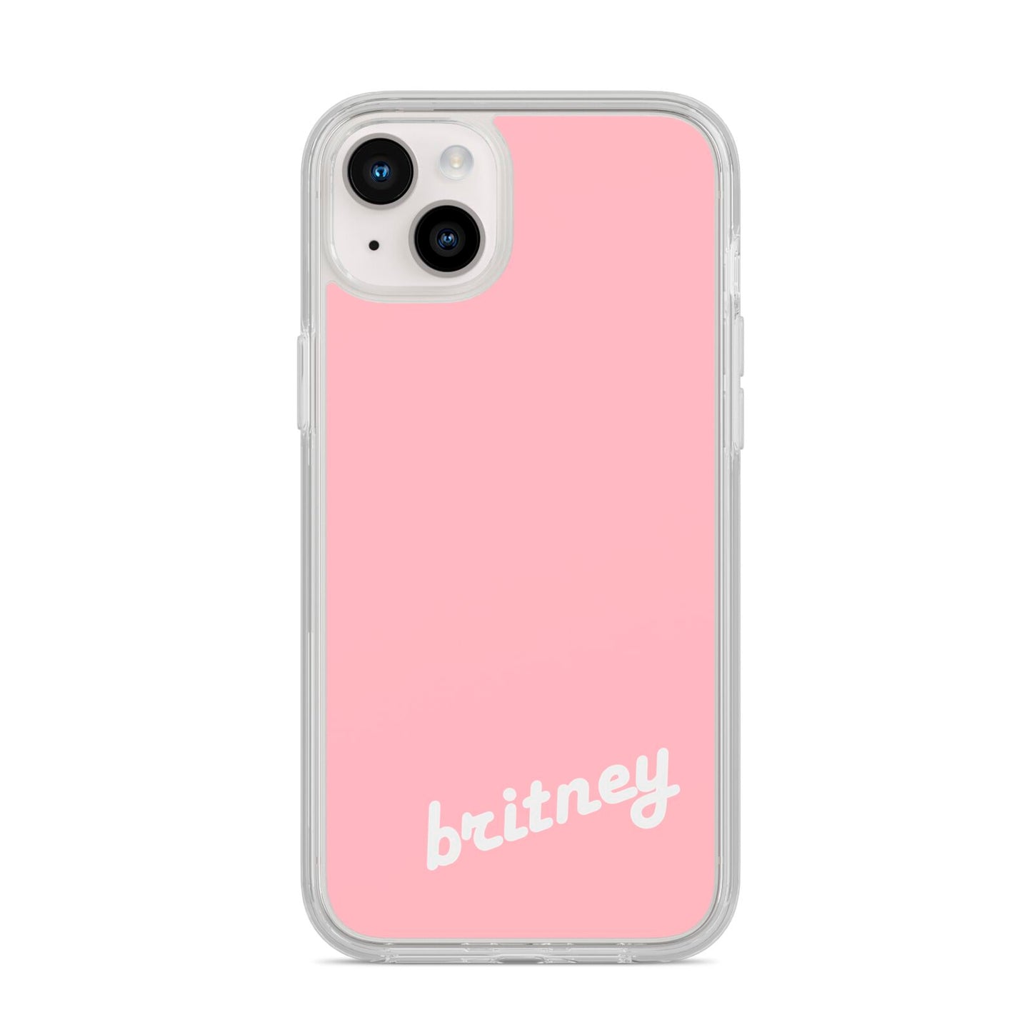 Personalised Pink Name iPhone 14 Plus Clear Tough Case Starlight
