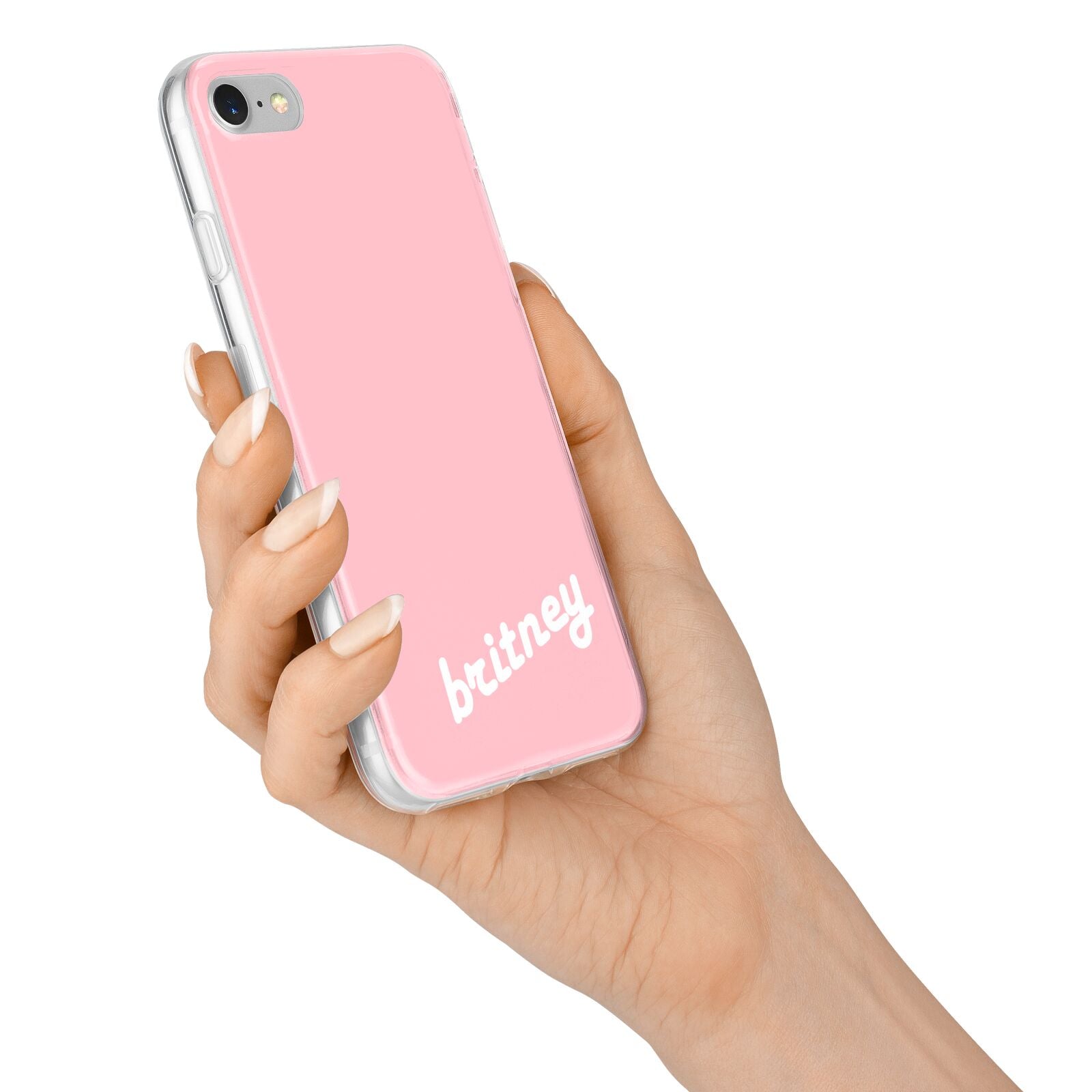 Personalised Pink Name iPhone 7 Bumper Case on Silver iPhone Alternative Image