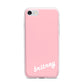 Personalised Pink Name iPhone 7 Bumper Case on Silver iPhone
