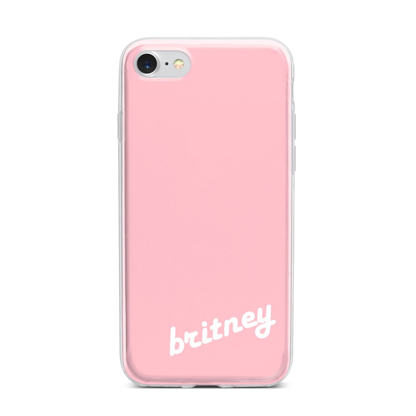 Personalised Pink Name iPhone 7 Bumper Case on Silver iPhone