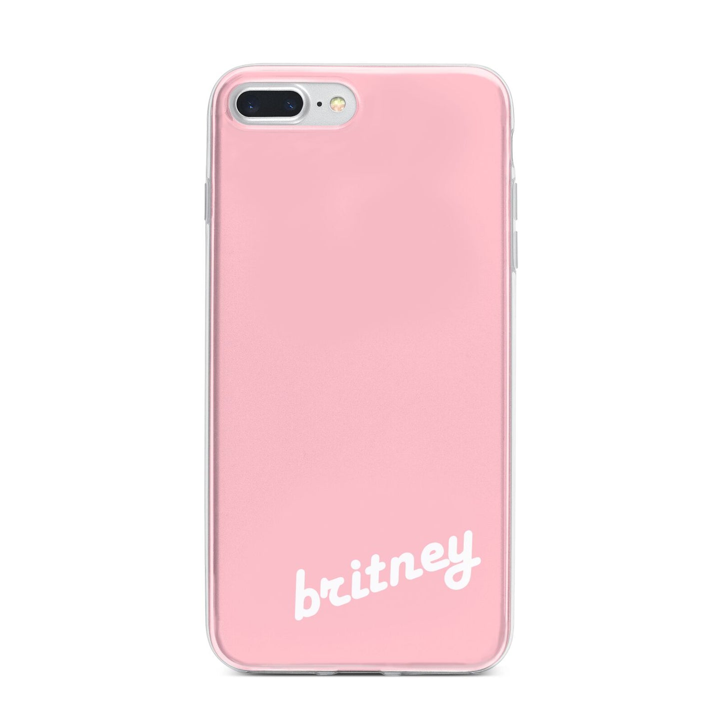 Personalised Pink Name iPhone 7 Plus Bumper Case on Silver iPhone