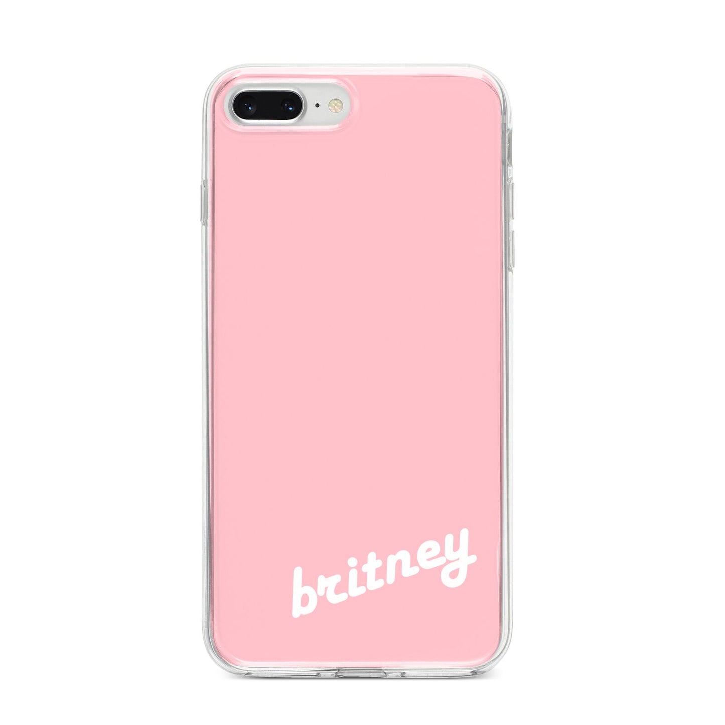 Personalised Pink Name iPhone 8 Plus Bumper Case on Silver iPhone