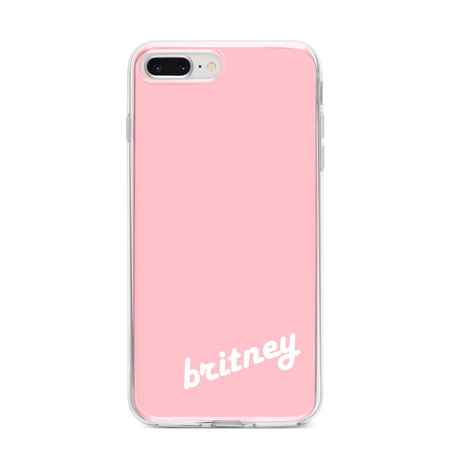 Personalised Pink Name iPhone 8 Plus Bumper Case on Silver iPhone