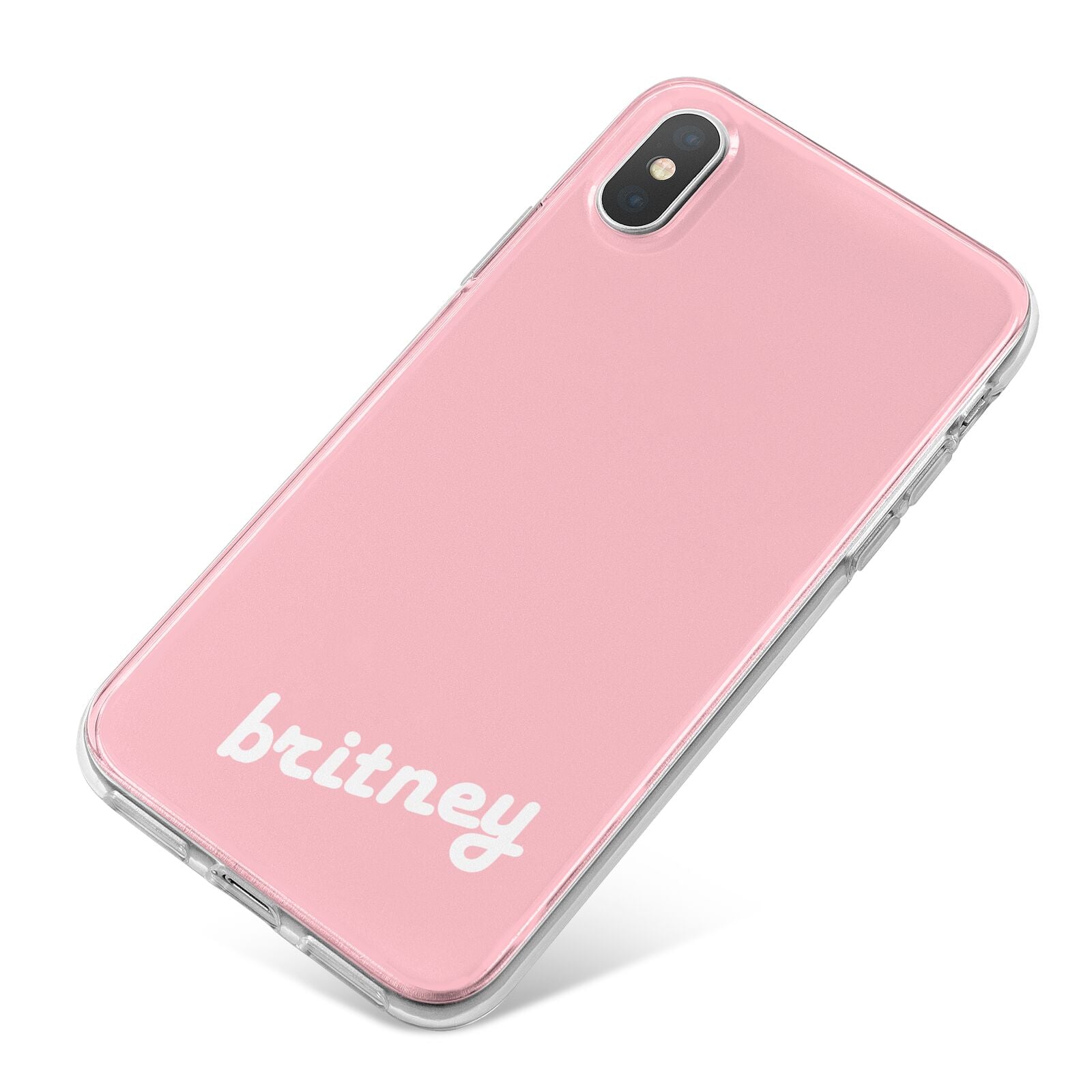 Personalised Pink Name iPhone X Bumper Case on Silver iPhone