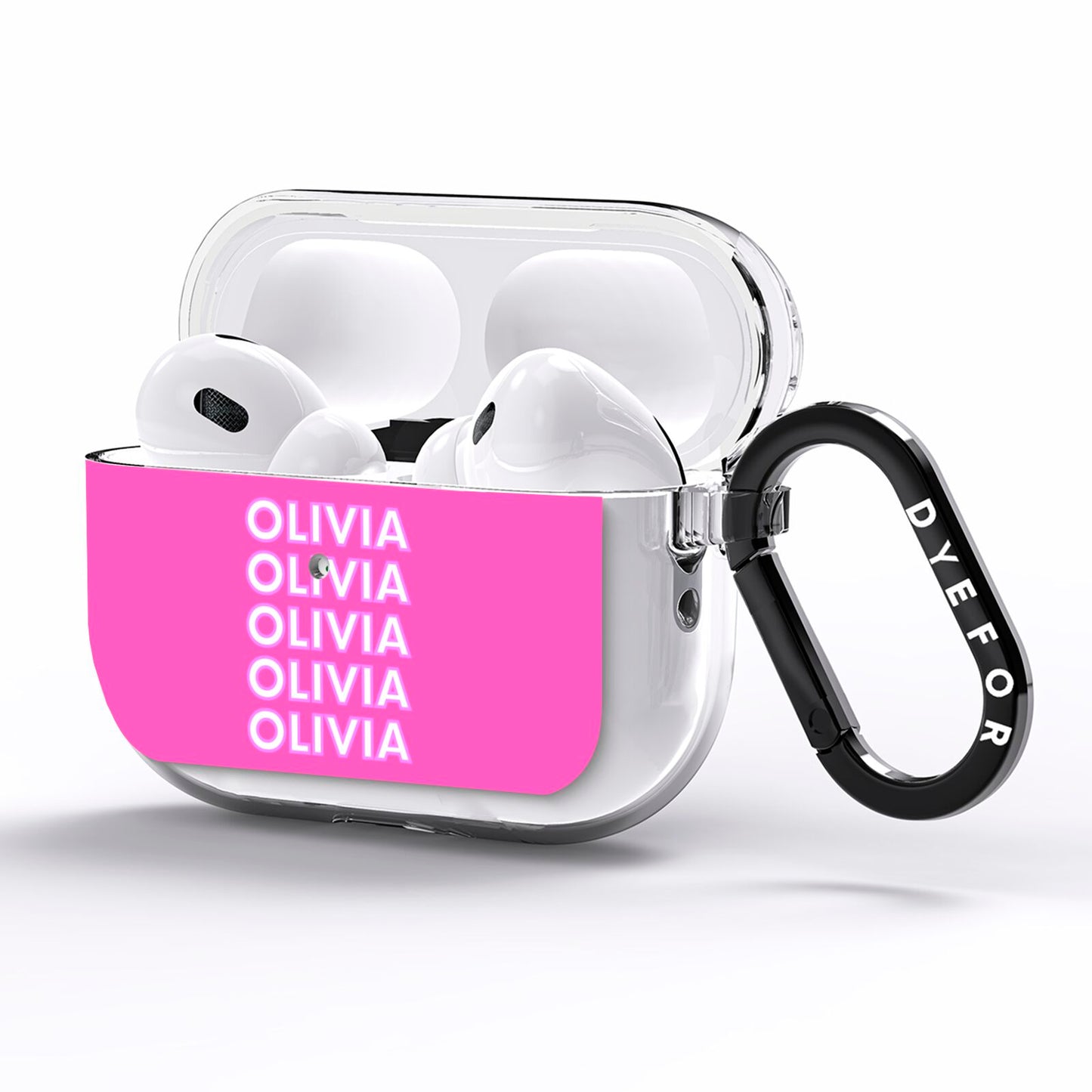 Personalised Pink Names AirPods Pro Clear Case Side Image