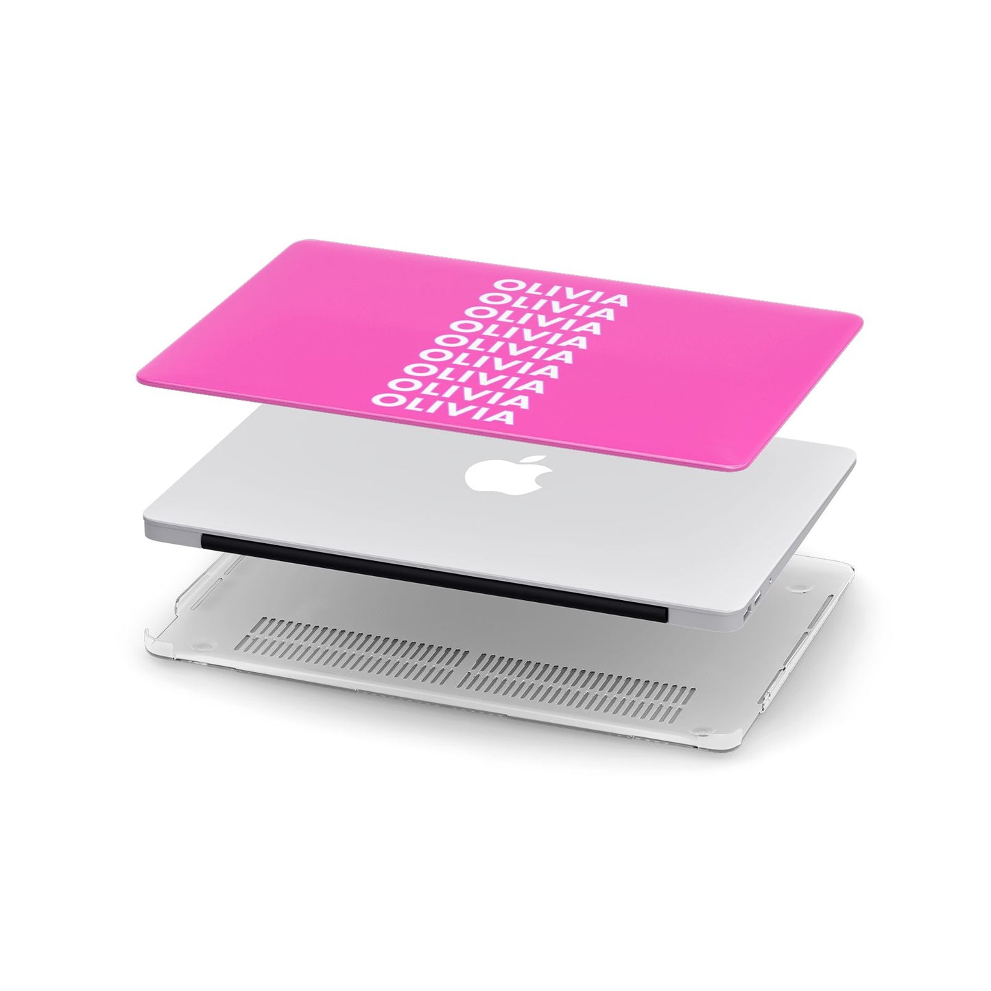 Personalised Pink Names Apple MacBook Case in Detail