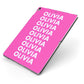 Personalised Pink Names Apple iPad Case on Grey iPad Side View