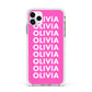 Personalised Pink Names Apple iPhone 11 Pro Max in Silver with White Impact Case