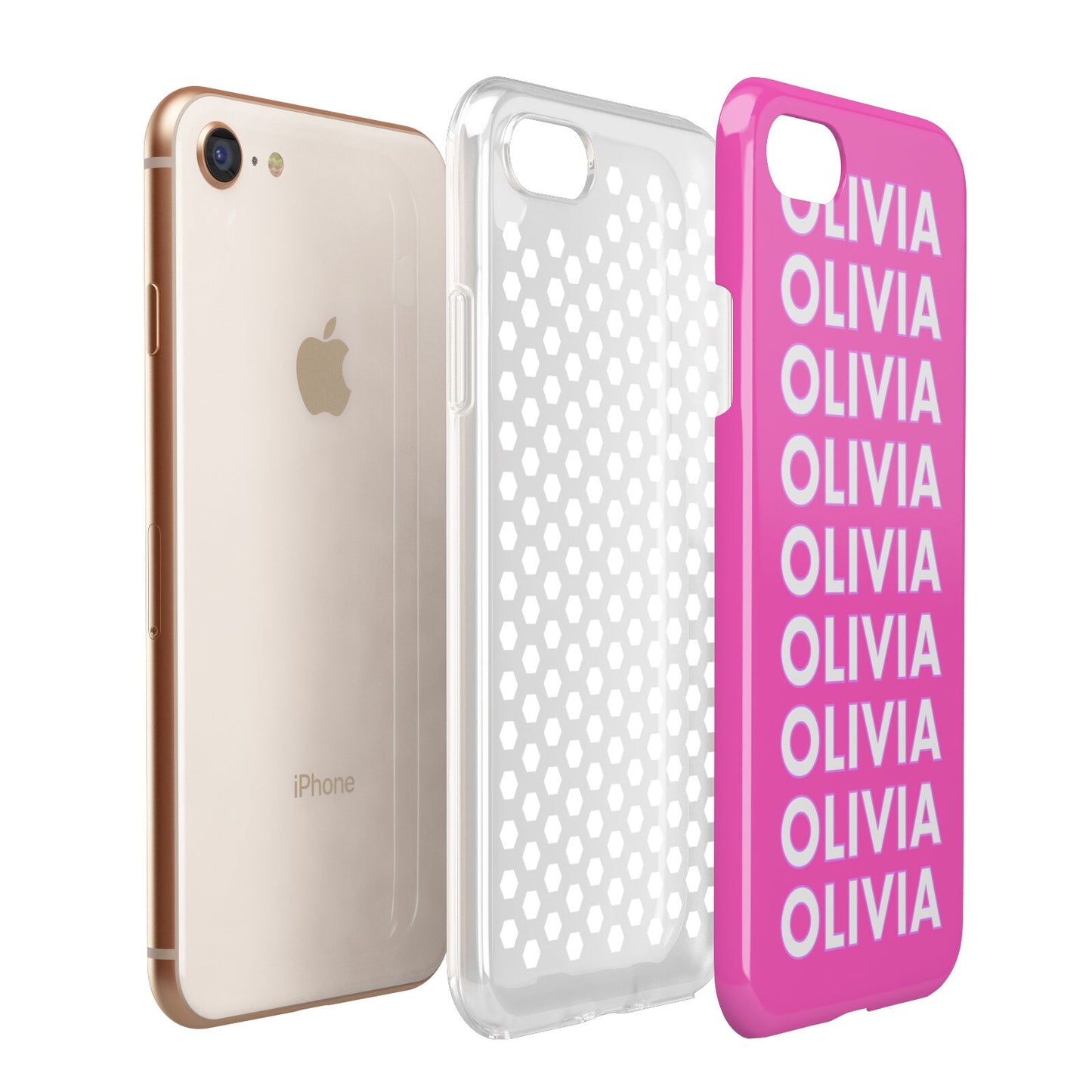 Personalised Pink Names Apple iPhone 7 8 3D Tough Case Expanded View