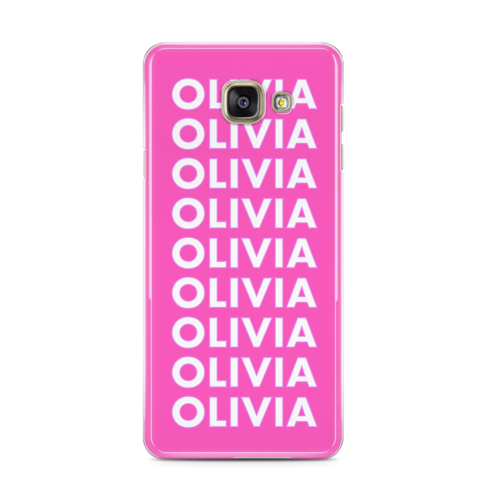 Personalised Pink Names Samsung Galaxy A3 2016 Case on gold phone