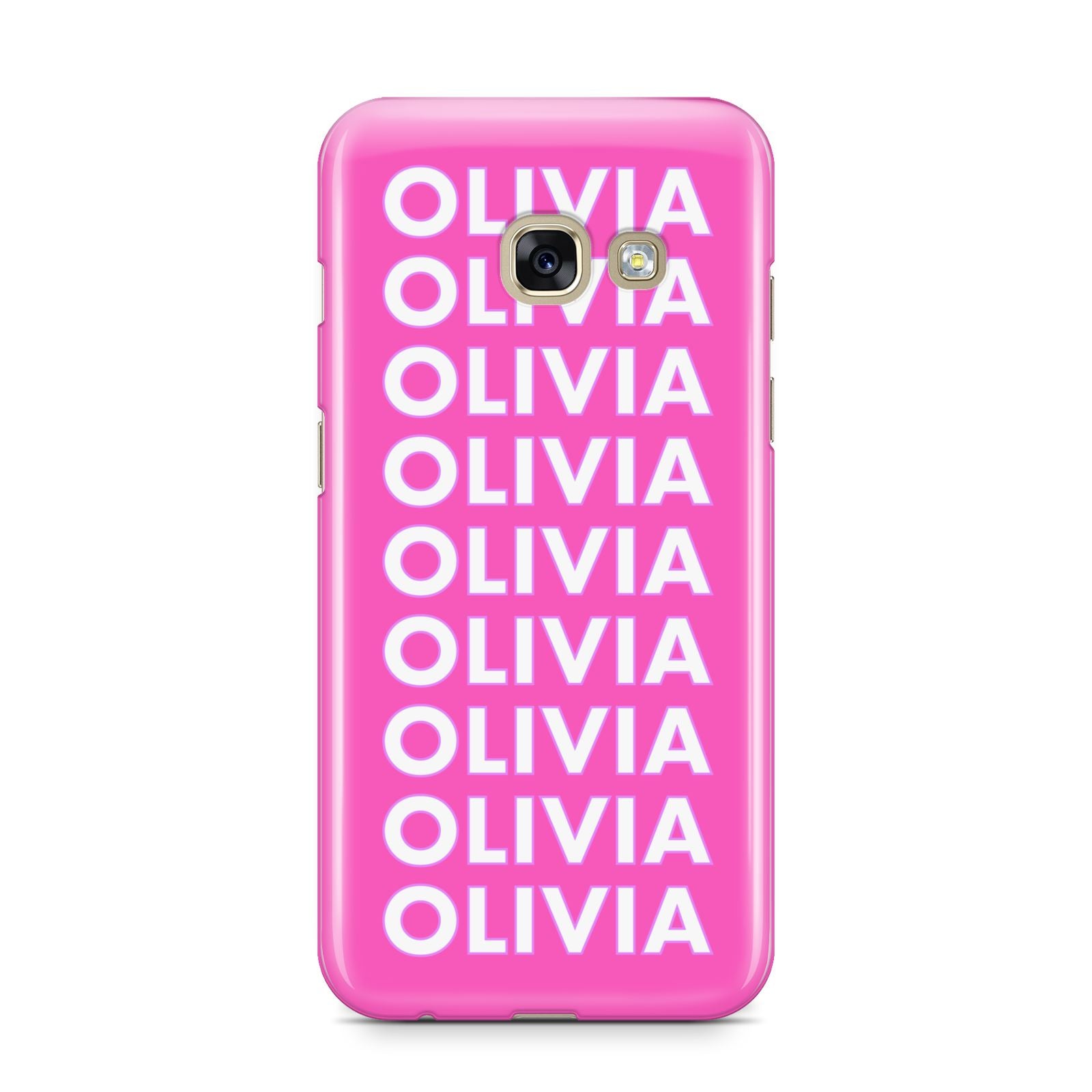 Personalised Pink Names Samsung Galaxy A3 2017 Case on gold phone