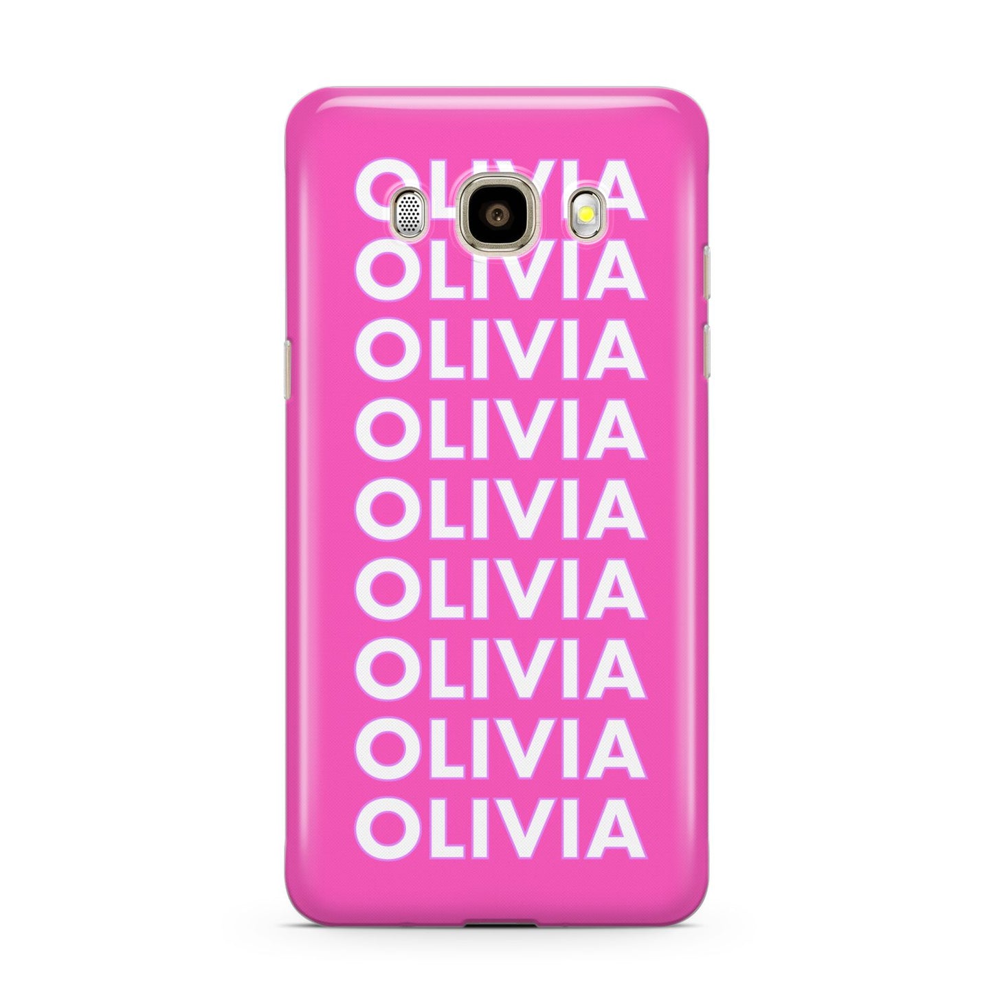 Personalised Pink Names Samsung Galaxy J7 2016 Case on gold phone