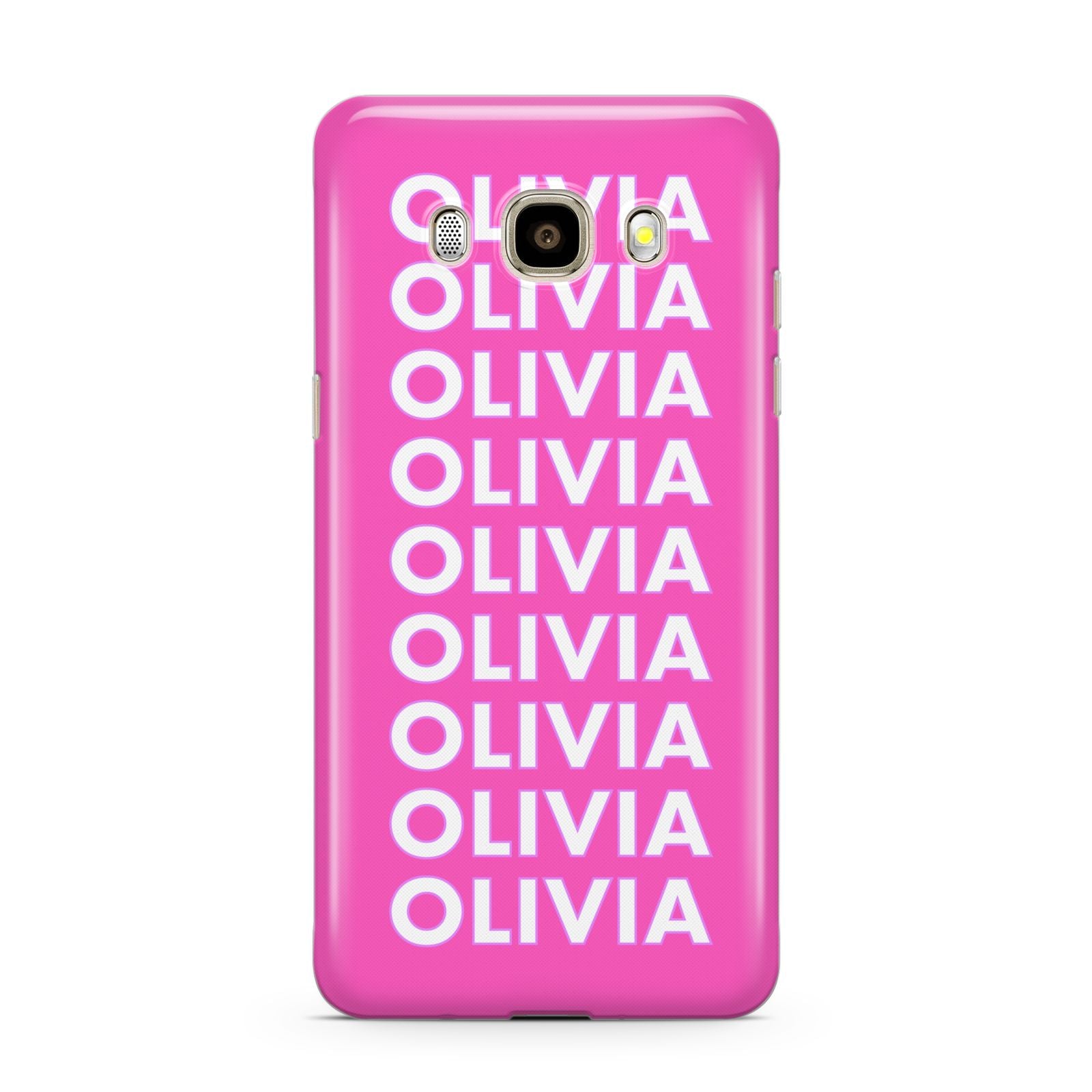 Personalised Pink Names Samsung Galaxy J7 2016 Case on gold phone