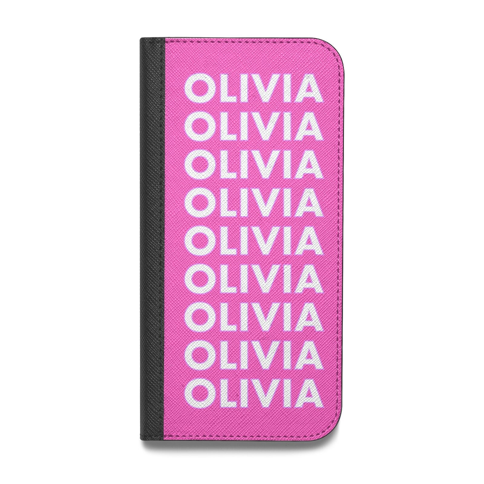 Personalised Pink Names Vegan Leather Flip Samsung Case
