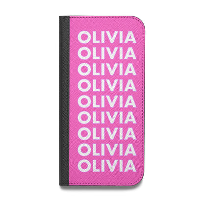 Personalised Pink Names Vegan Leather Flip Samsung Case
