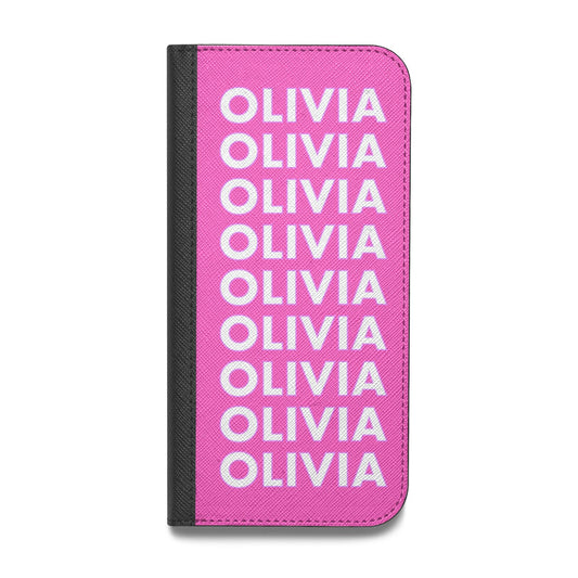Personalised Pink Names Vegan Leather Flip Samsung Case