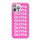 Personalised Pink Names iPhone 13 Pro Max Clear Bumper Case