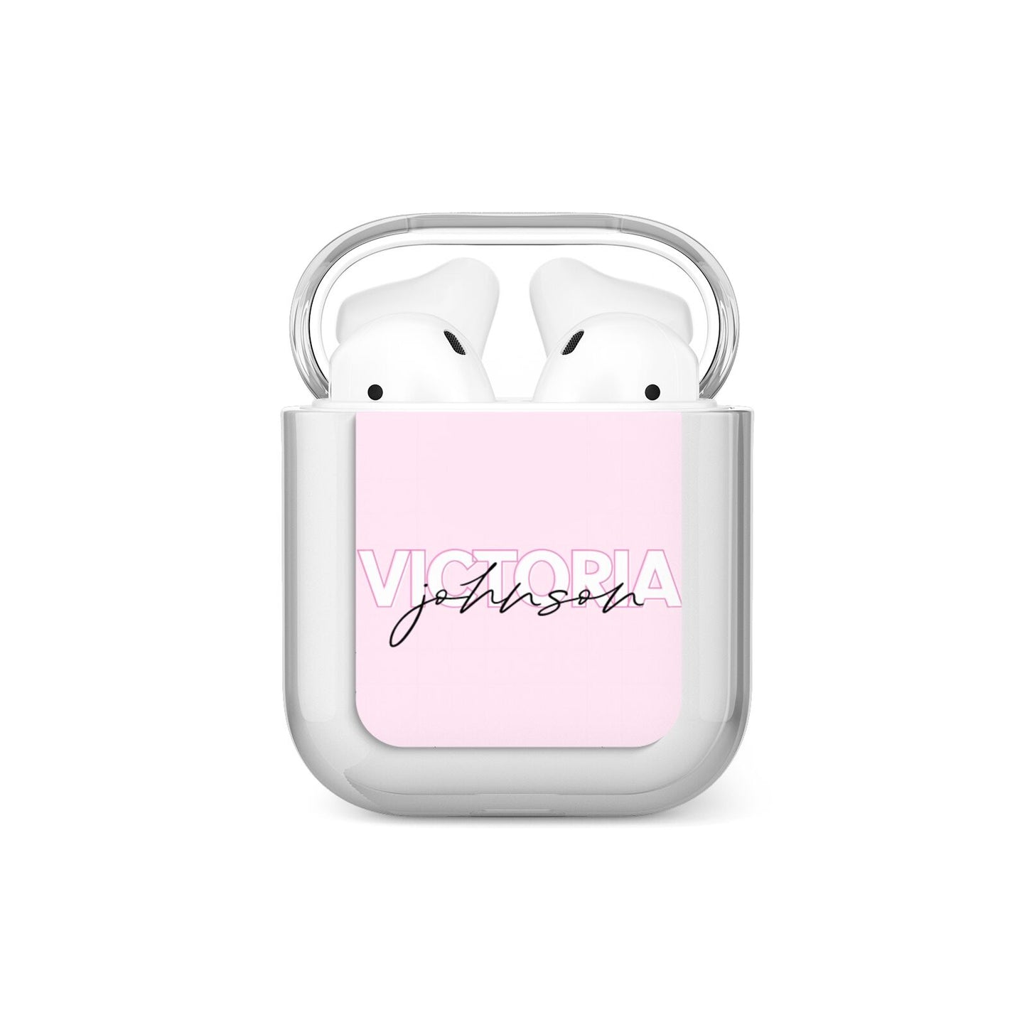 Personalised Pink Outline Name AirPods Case