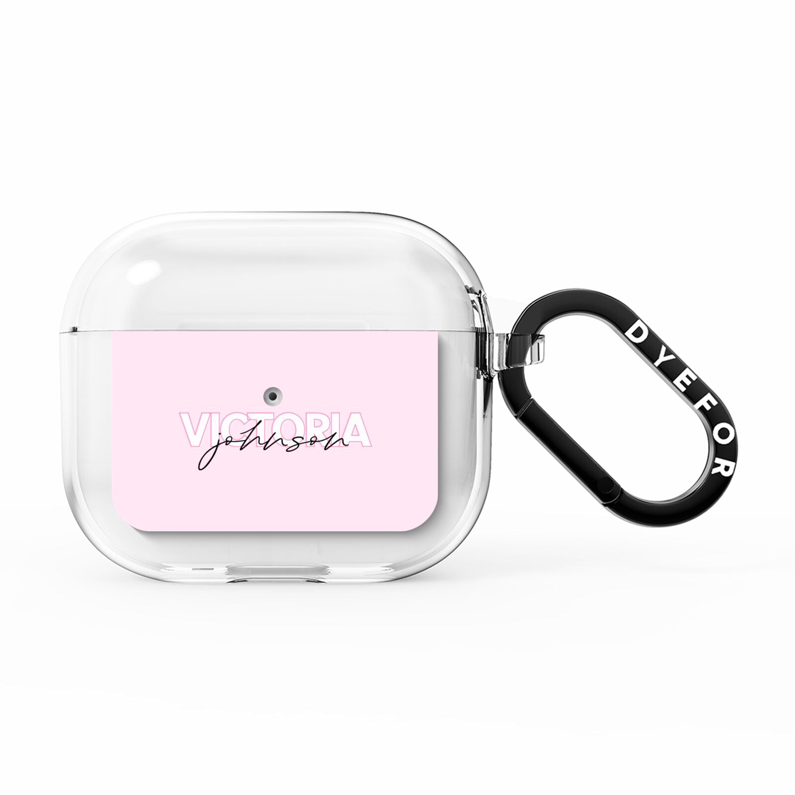 Personalised Pink Outline Name AirPods Clear Case 3rd Gen