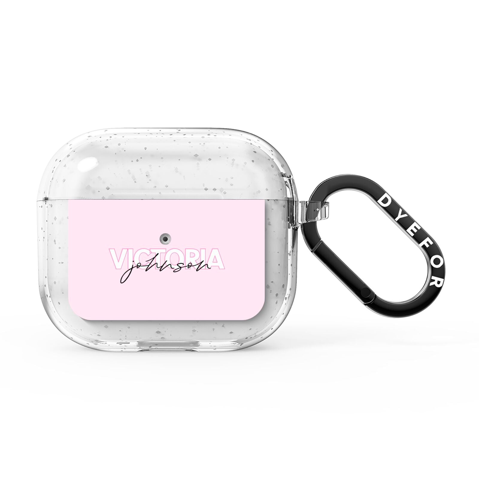 Personalised Pink Outline Name AirPods Glitter Case 3rd Gen