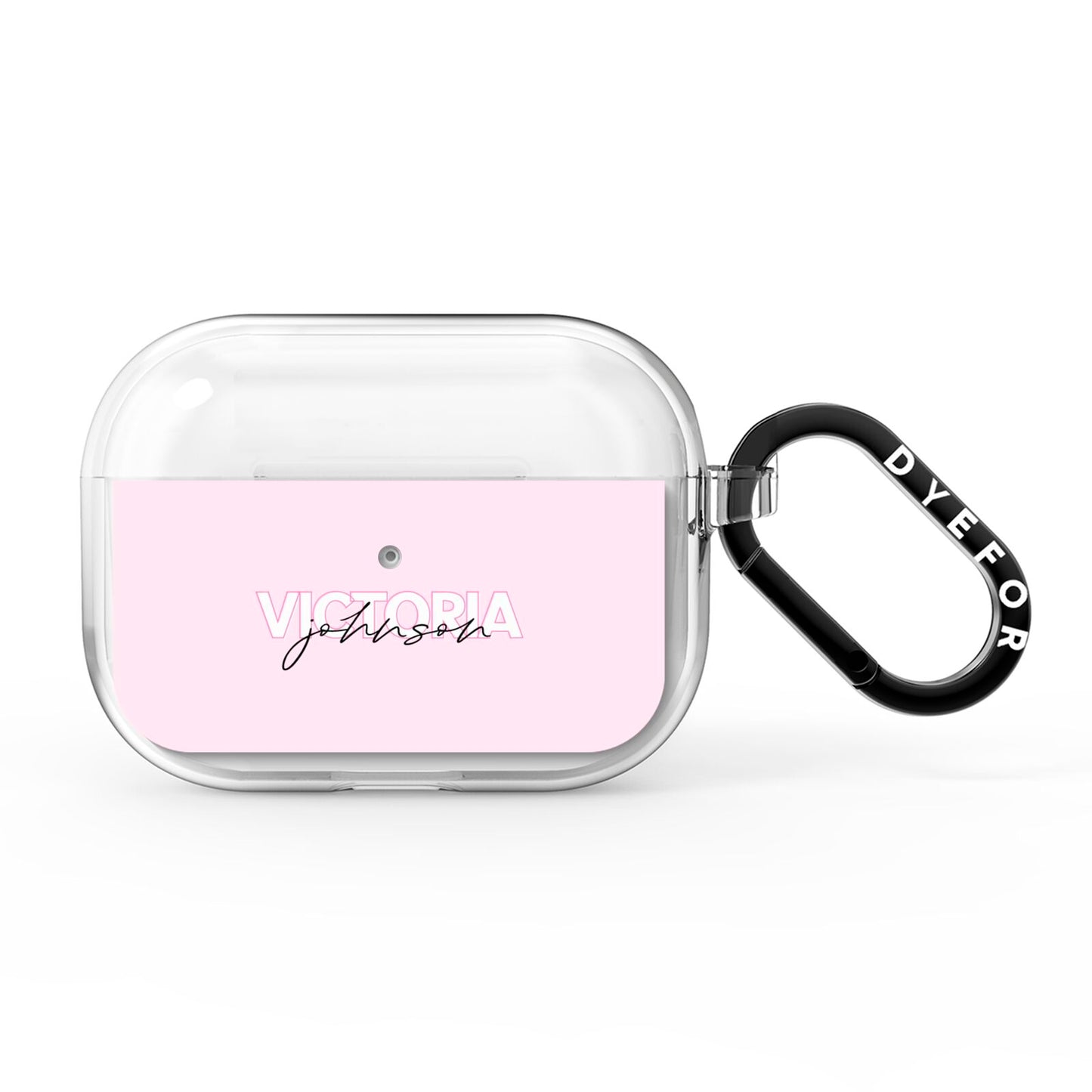 Personalised Pink Outline Name AirPods Pro Clear Case