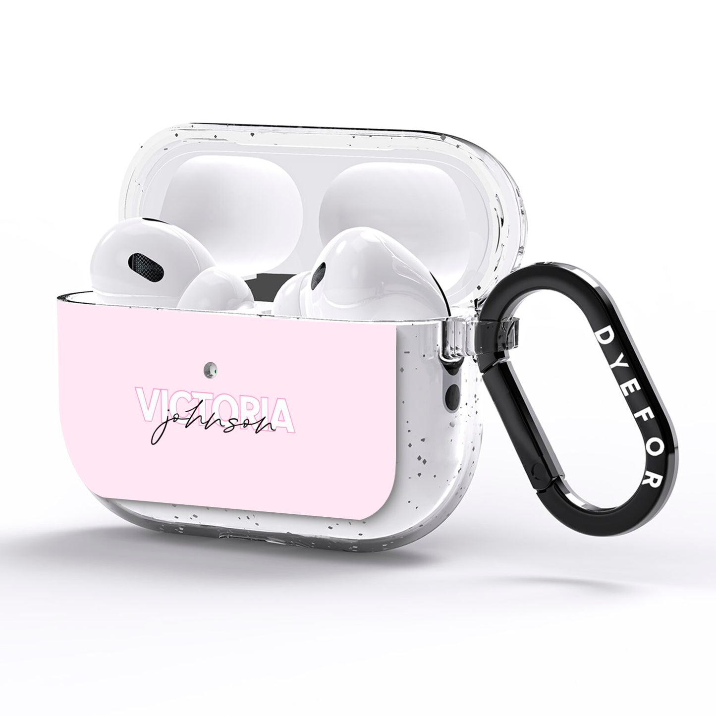 Personalised Pink Outline Name AirPods Pro Glitter Case Side Image