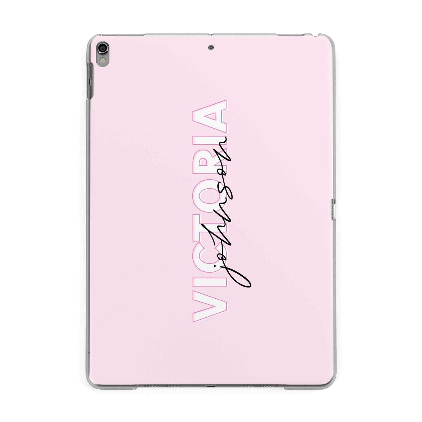 Personalised Pink Outline Name Apple iPad Grey Case