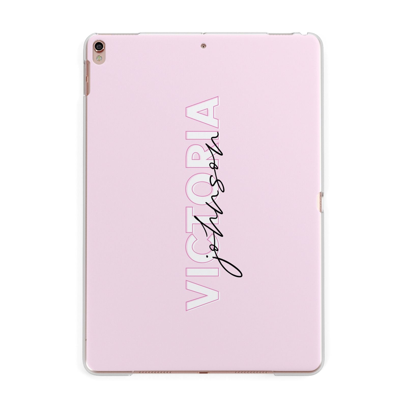 Personalised Pink Outline Name Apple iPad Rose Gold Case