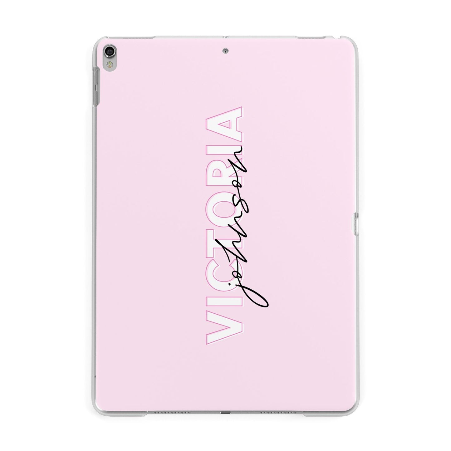 Personalised Pink Outline Name Apple iPad Silver Case