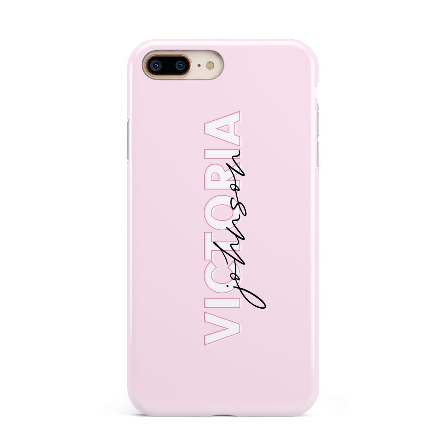 Personalised Pink Outline Name Apple iPhone 7 8 Plus 3D Tough Case