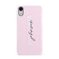 Personalised Pink Outline Name Apple iPhone XR White 3D Snap Case
