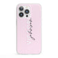 Personalised Pink Outline Name iPhone 13 Pro Clear Bumper Case
