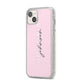 Personalised Pink Outline Name iPhone 14 Plus Glitter Tough Case Starlight Angled Image