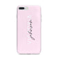 Personalised Pink Outline Name iPhone 7 Plus Bumper Case on Silver iPhone