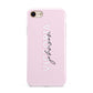 Personalised Pink Outline Name iPhone 8 3D Tough Case on Gold Phone
