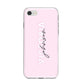 Personalised Pink Outline Name iPhone 8 Bumper Case on Silver iPhone