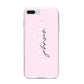 Personalised Pink Outline Name iPhone 8 Plus Bumper Case on Silver iPhone
