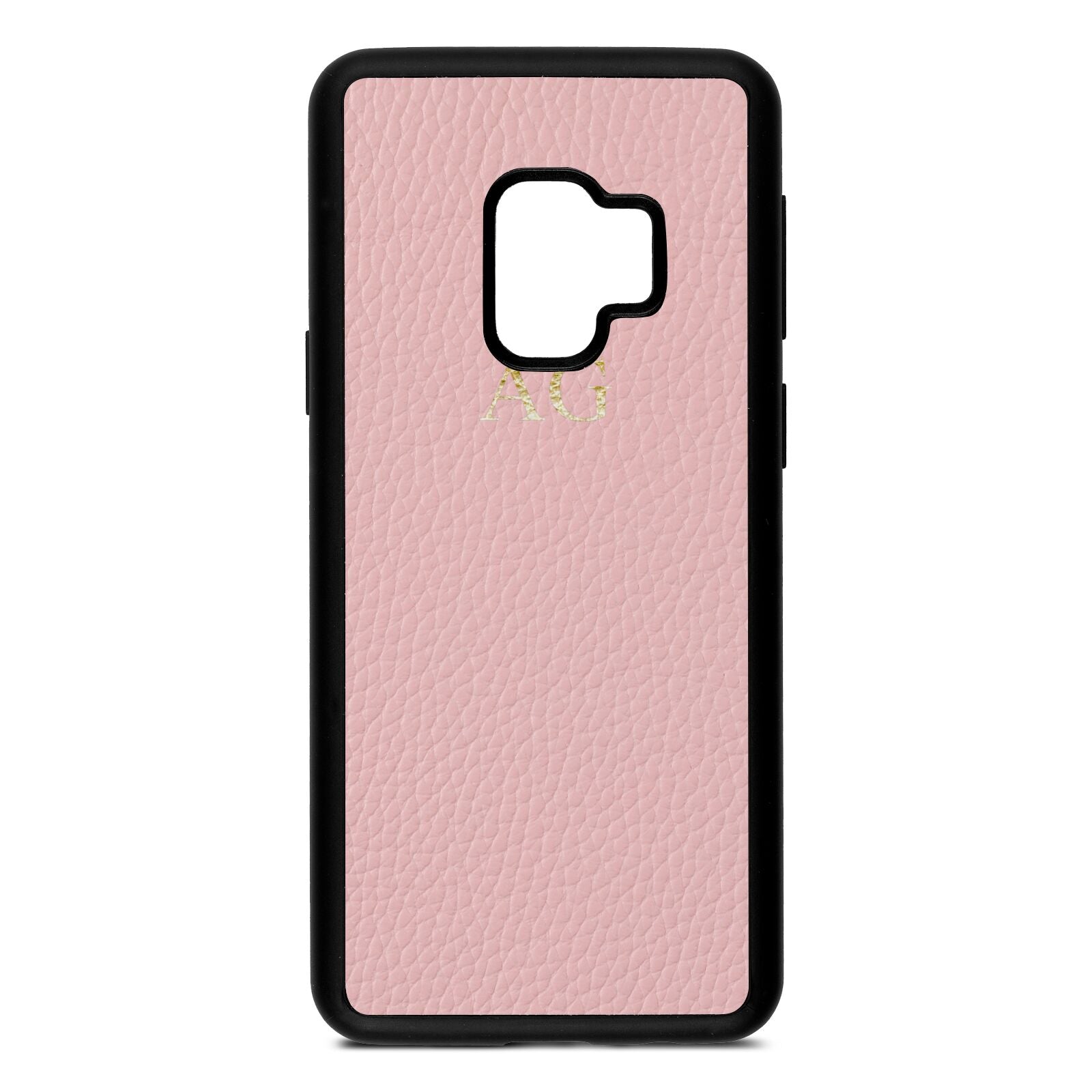 Personalised Pink Pebble Leather Samsung S9 Case