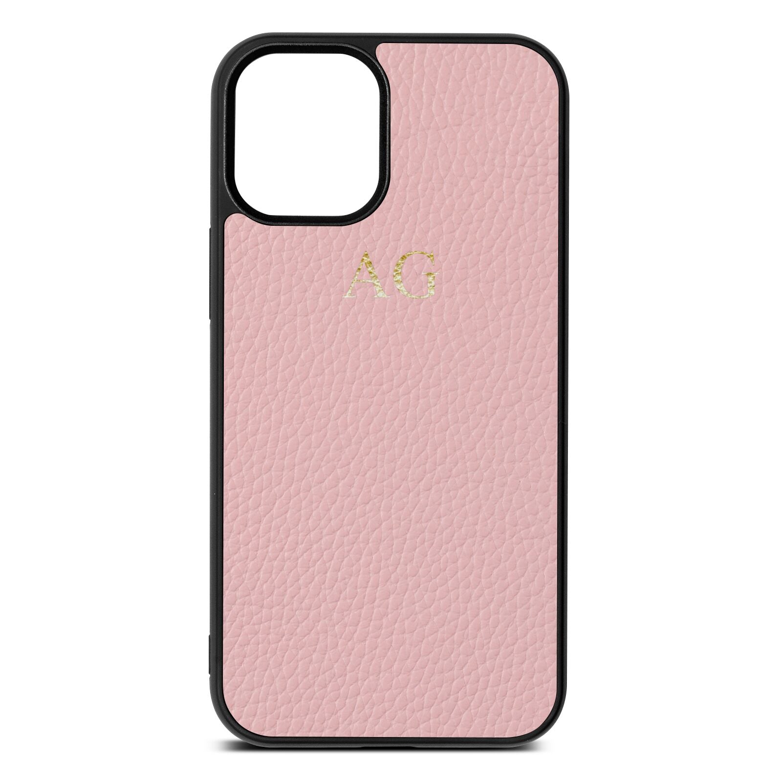 Personalised Pink Pebble Leather iPhone 12 Mini Case