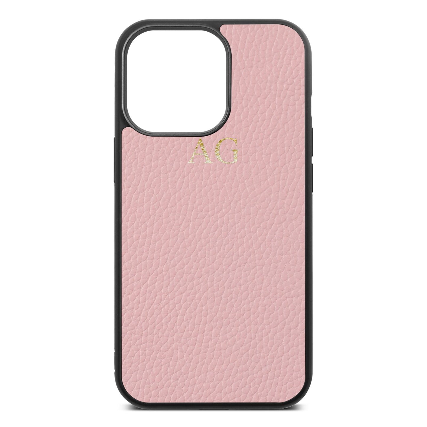 Personalised Pink Pebble Leather iPhone 13 Pro Case
